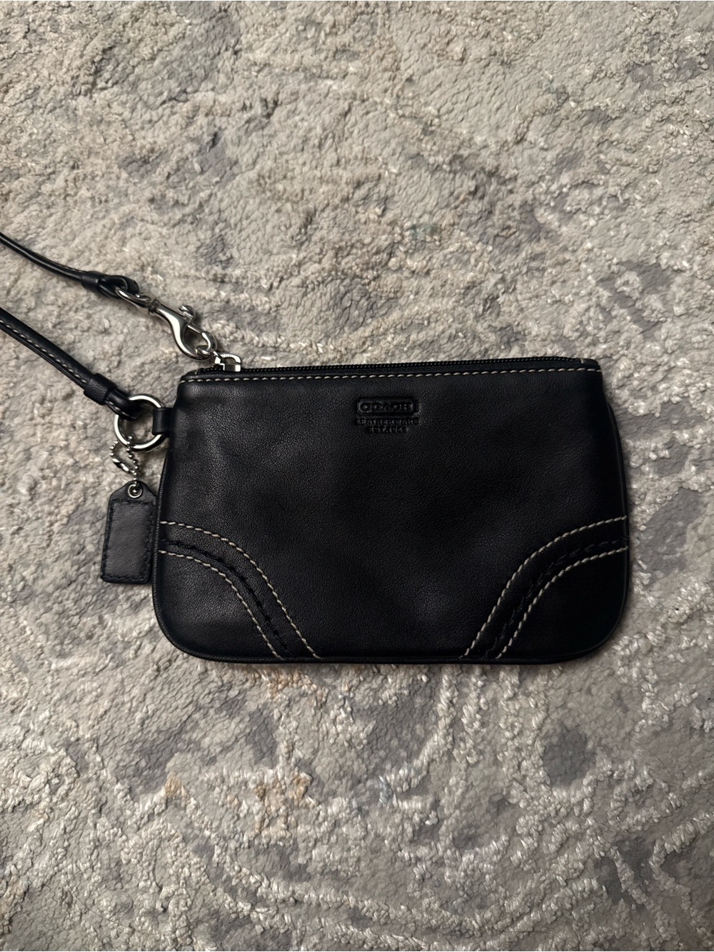 Coach Black Leather Wristlet Clutch with Removable Strap